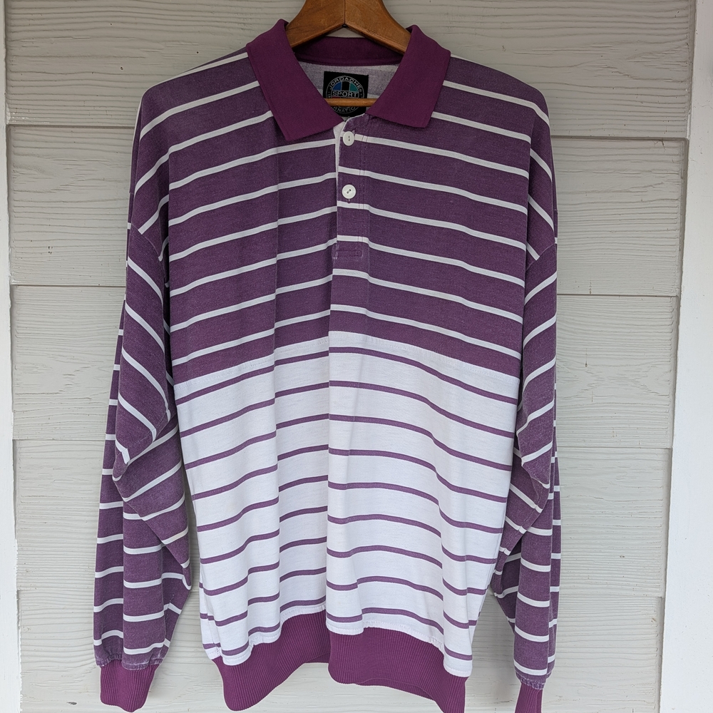 Vintage Men's Jordache Sports International polo long sleeve M/L Preppy Ruby
